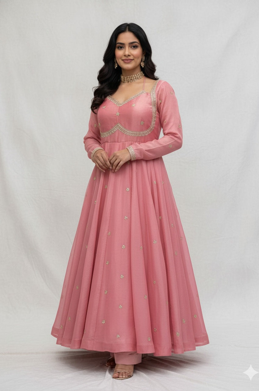 Candy Pink Anarkali Suit Set